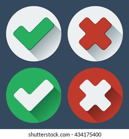 Yes No Check mark flat icons