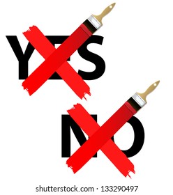 Yes and No check mark icons vector illustration