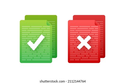 Yes No check mark sign on clipboard Lined paper notebook. Document icon. Vector stock illustration.