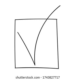 Yes no check mark x marks vote test answer drawn.Vector illustration
