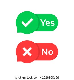 yes or no check marks color bubble. flat simple sticker style trend info logotype graphic ui design illustration isolated on white. concept of web element for confirm checklist, questionnaire or quiz