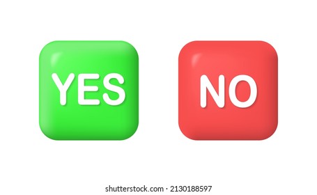Yes and no check marks icon. Simple 3d vector illustration isolated on white background.