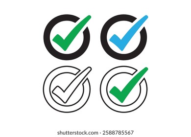 yes and no check marks icon vector silhouette isolated in white background