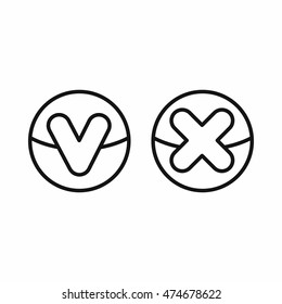 Yes No check marks icon in outline style on a white background