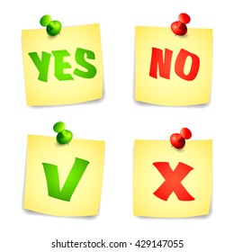 Yes and No check marks on pinned notes