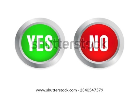 Yes and No Check Marks on Circle. Glossy button. Approved and Rejected. Positive feedback concept. 3D flat button. Vector illustration