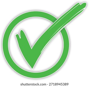 Marcas de seleção Sim e Não Ilustração de vetor. Tique pintado de verde. Ilustração vetorial dos autocolantes da marca de verificação.
