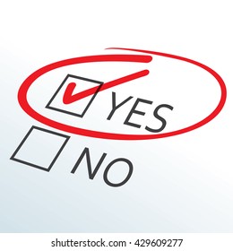 Yes no checked with red marker line