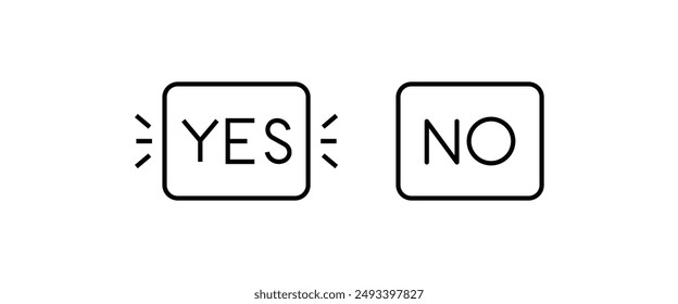 yes no checkmark marks symbols YES NO button for vote, Check box list. Check marks line icons set, editable stroke isolated on white, linear and flat design