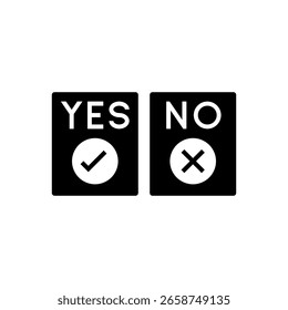 Sí No Caja de Elección Iconos de Decisión Ilustración vectorial