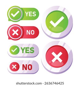 Yes No Choice Buttons Vector Illustration