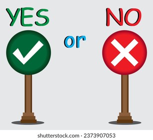 Yes or no choice. vector illustration. Checkmark cross icon set. Checkmark the right symbol tick sign. cross on white background. Isolated vector sign symbol.