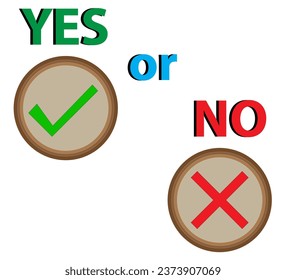 Sí o no. ilustración vectorial. Juego de iconos cruzados de marca de verificación. Marque la marca de graduación del símbolo derecho. cruza sobre fondo blanco. Símbolo vectorial aislado.