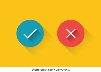 yes or no circle icons.