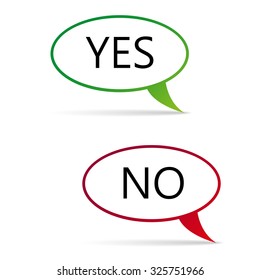 yes and no color bubbles with shadow on white background