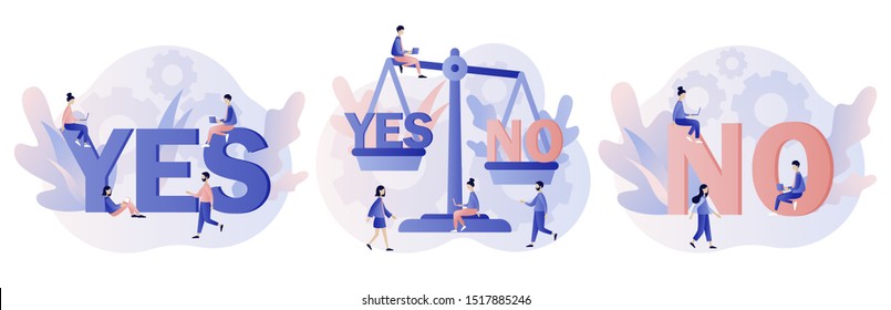 Yes or no consept. Decision making. Modern flat cartoon style. Vector illustration