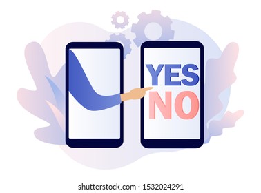 Yes or no consept. Decision making. Modern flat cartoon style. Vector illustration