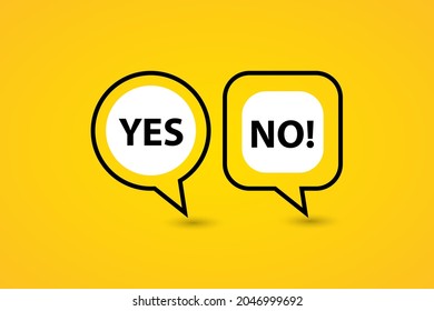 Yes or no decision with speech bubble element on yellow background. Vector illustration