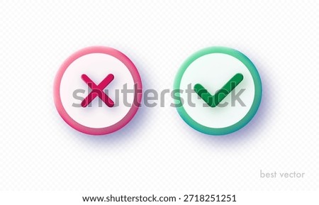 Yes and no design element 3d style on green and red background for test question, badge, sticker, mark, symbol