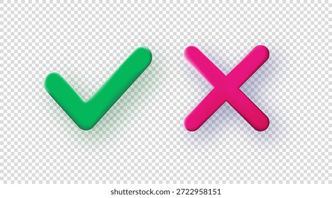Sim e nenhum elemento de design realístico estilo verde e vermelho isolado no fundo transparente para teste, pergunta de teste, crachá, adesivo