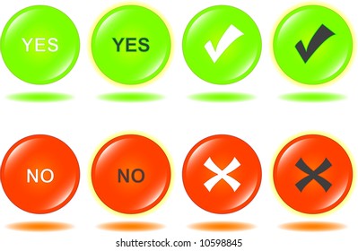 yes no glossy buttons set