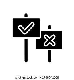 Yes and No glyph icon. Voting, poll. Customizable illustration. Vector isolated outline drawing.