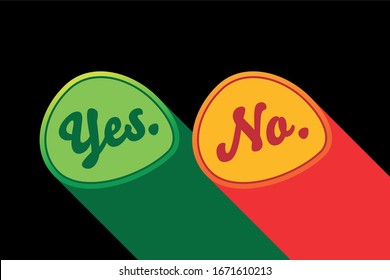 yes and no. green yes and maroon no word in black background