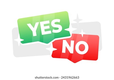 Yes no green and red label. Checklist, exam result. Vector illustration