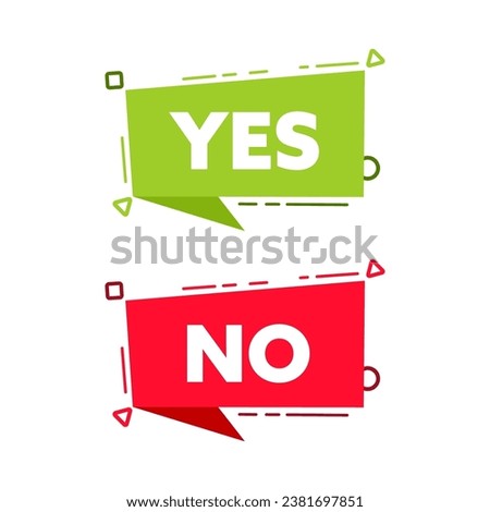 Yes no green and red label. Checklist, exam result. Vector stock illustration