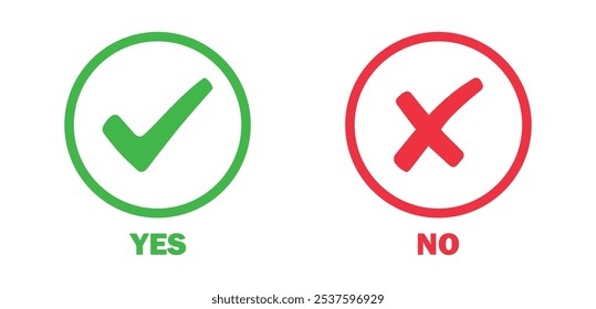 yes no green and red lebel icon set vector on white background.