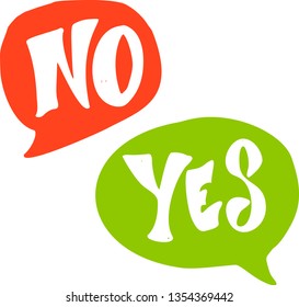 Yes and NO hand drawn vector signs. Modern lettering icon for chat or social media. Vector illustration.