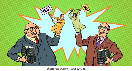 yes no hate voters. election policy manipulation. Pop art retro vector illustration kitsch vintage