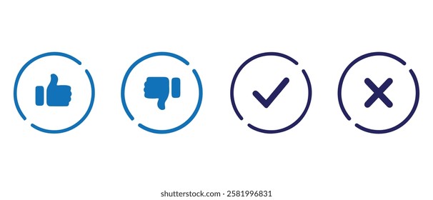 Yes or no icon. black tick symbol vector illustrationi.