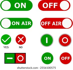 yes or no icon, check and uncheck icon, on or off button, 1 or 0 button, , on air or off air sign, for the user interface of an application or web