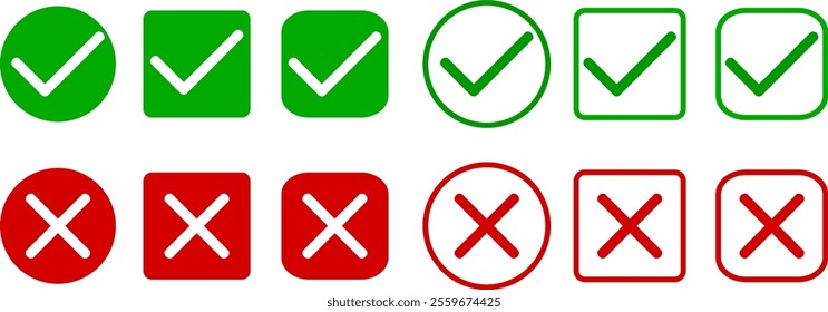 yes or no icon, check and uncheck icon, on or off button, 1 or 0 button, , on air or off air sign, for the user interface of an application or web