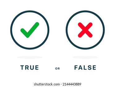 Yes or no icon. Green tick symbol and red cross sign in circle. Checkmark and check icon. Approval check icon. X or approve or deny line art vector color icon for apps and websites and ui ux.