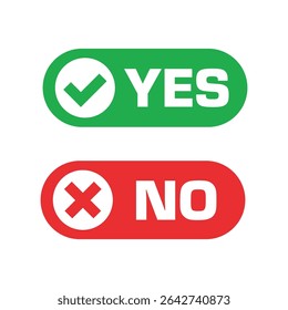 Ícone Sim Não. Ativar ou desativar conjunto de vetores. Ícone verde sim. Vermelho sem ícone. Sinal verde no set. Sinal de apagão vermelho definido. Ícones isolados de vetor sim não. 