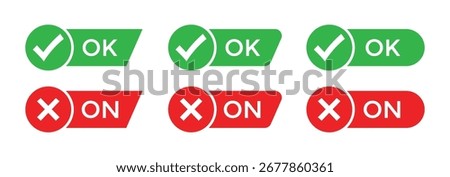 Yes no icon,  Vector Of OK no, Green and red yes or no  buttons