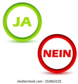 Yes no icons set on a white background. German. Vector illustration