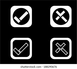 Yes or No icons, Validation button on black background vector