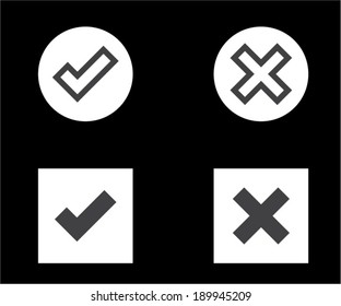 Yes or No icons, Validation button on black background vector