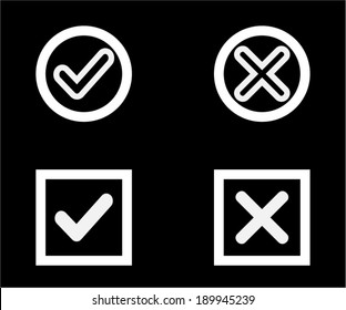 Yes or No icons, Validation button on black background vector