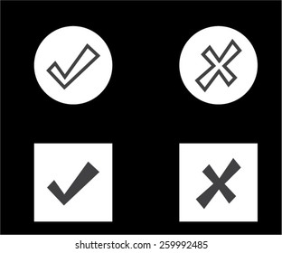 Yes or No icons, Validation button on black background vector