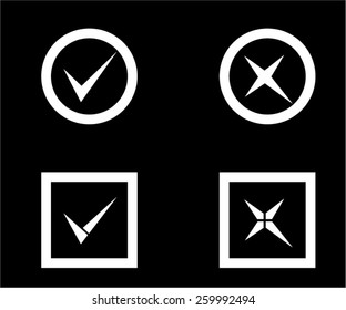 Yes or No icons, Validation button on black background vector