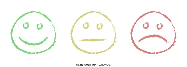 Yes, no, indifference. Three different faces. Smiley set.