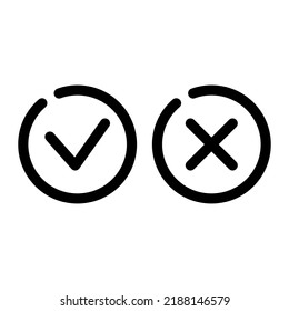 Yes or no line symbol, approved or rejected vector editable stroke icon for user interface.