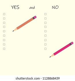 Yes and NO list vector illustration EPS 10