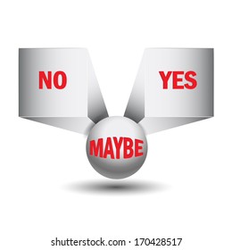 Yes, no, maybe, 3d sign in vector format
