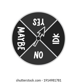 Yes, No, Maybe, I Don't know Wheel Selector, Decision Wheel, Undecided Chart, Vector Illustration Background
