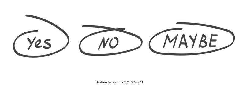 Yes No Maybe Options Hand Drawn Decision Concept Illustration